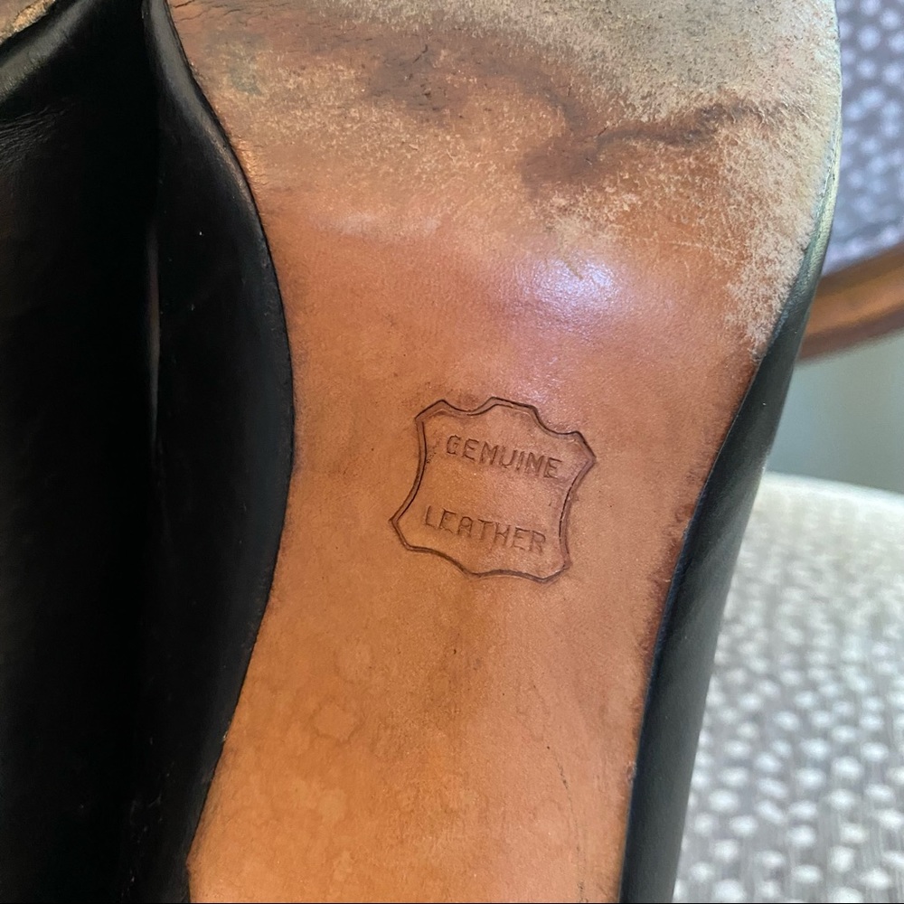 Vintage Black Leather Heel Size 8 - Picture 5 of 6